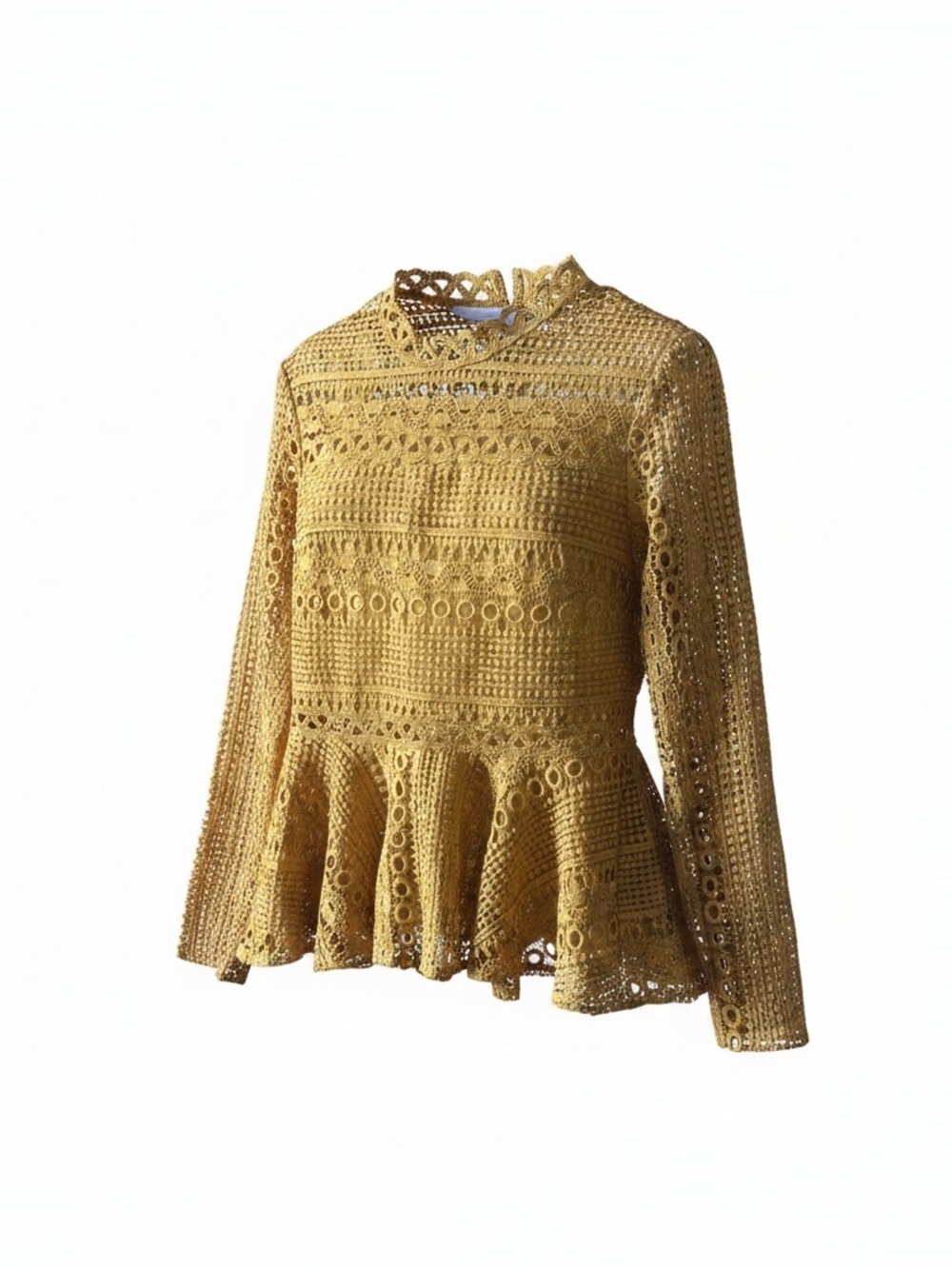 Endless Rose Mustard Lace Peplum Sweater - Picture 2 of 3